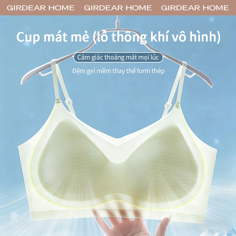 Girdear Home Ice Silk Liền Mạch Áo Ngực Lưới Cố Định Lên Cốc Nữ Không Dây Plus Kích Thước Thoáng Khí Mỏng Push Up Áo Ngực Không Dây Thoải Mái Đồ Lót, GH11