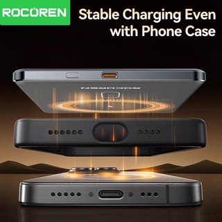 Pin sạc không dây từ tính Rocoren 10000mAh Powerbank siêu mỏng 5000mAh Pin sạc không dây di động cho iPhone 17 16 Pro Max