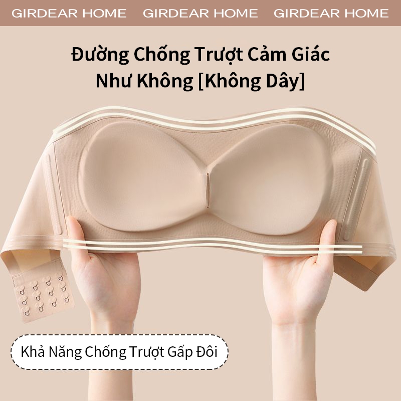 Girderear Home 2 Chiếc Áo ngực quây vô hình có tông màu tùy chỉnh Chống trượt Không dây liền mạch Backless Push Up Áo ngực thoải mái có thể tái sử dụng, GH12