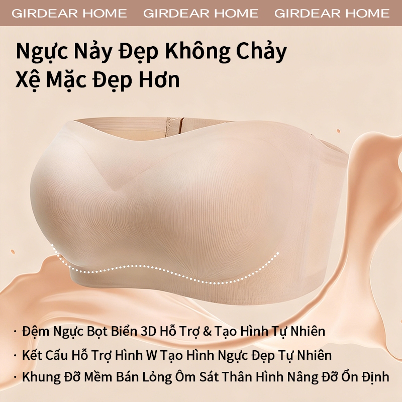 Girderear Home 2 Chiếc Áo ngực quây vô hình có tông màu tùy chỉnh Chống trượt Không dây liền mạch Backless Push Up Áo ngực thoải mái có thể tái sử dụng, GH12