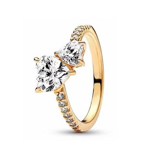 Nhẫn hình trái tim vuông vương miện S925 Gold Series - Thời Trang Dễ Phối