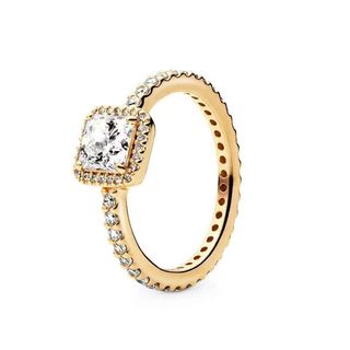 Nhẫn hình trái tim vuông vương miện S925 Gold Series - Thời Trang Dễ Phối