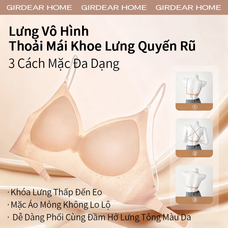 Girderear Home hở lưng áo lót sexy underwear áo ngực không dây Áo Ngực Nữ Push-Up Deep V Backless Chất Liệu Silk Siêu Mỏng,GH13