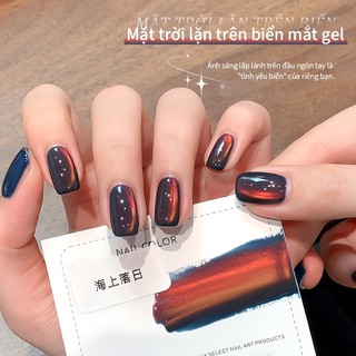 [ANNIES] Mùa Thu Đông Ánh Sáng Vàng Biển Hoàng Hôn Mắt Mèo Màu Sắc Gradient Satin Tinh Tế Hạt Thủy Tinh Sơn Móng Tay Keo Làm Móng Tay