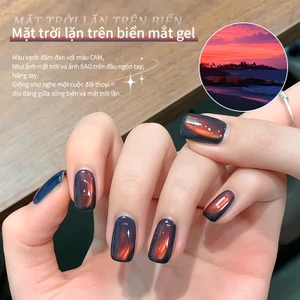 Mùa Thu Đông Ánh Sáng Vàng Biển Hoàng Hôn Mắt Mèo Màu Sắc Gradient Satin Tinh Tế Hạt Thủy Tinh Sơn Móng Tay Keo Làm Móng Tay