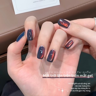 [ANNIES] Mùa Thu Đông Ánh Sáng Vàng Biển Hoàng Hôn Mắt Mèo Màu Sắc Gradient Satin Tinh Tế Hạt Thủy Tinh Sơn Móng Tay Keo Làm Móng Tay
