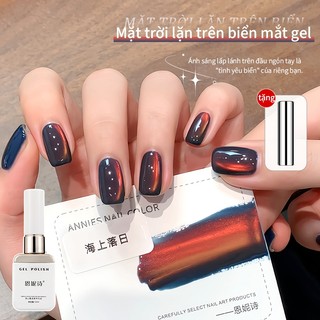 [ANNIES] Mùa Thu Đông Ánh Sáng Vàng Biển Hoàng Hôn Mắt Mèo Màu Sắc Gradient Satin Tinh Tế Hạt Thủy Tinh Sơn Móng Tay Keo Làm Móng Tay