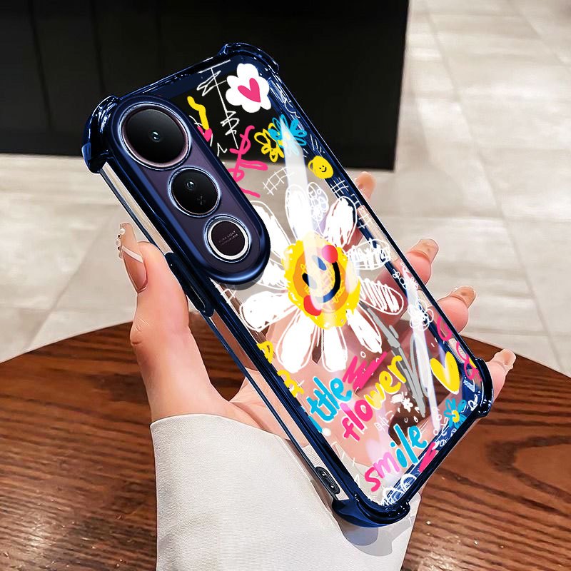 YBD Dành Cho Vivo V70 FE V60 Lite Y200 Y300 V40 Lite V50 Lite V50E V40 Pro Hoa Màu Dầu TPU Silicon Mềm Chống Rơi Vỏ Túi Khí Bốn Góc