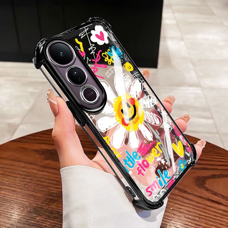 YBD Dành Cho Vivo V70 FE V60 Lite Y200 Y300 V40 Lite V50 Lite V50E V40 Pro Hoa Màu Dầu TPU Silicon Mềm Chống Rơi Vỏ Túi Khí Bốn Góc