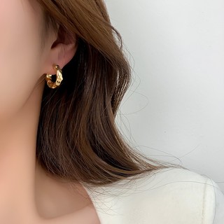 Bông tai kim loại màu vàng phong cách Âu Mỹ, thiết kế đơn giản và cá tính cho nữ