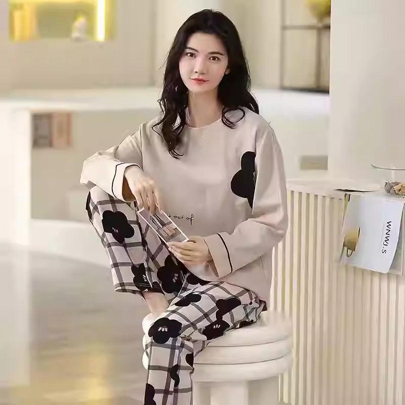 Đồ ngủ nữ dài tay mặc nhà mùa thu đông mềm mại thoải mái