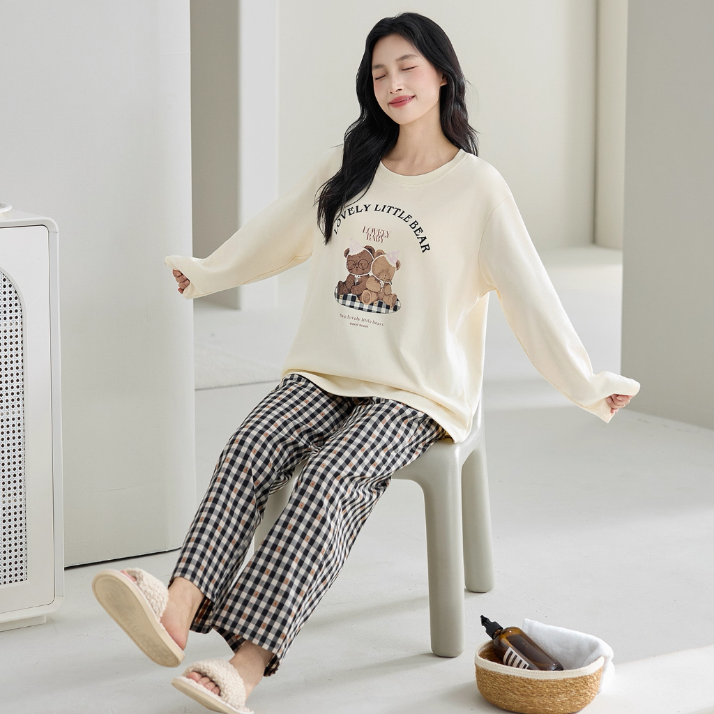 Đồ ngủ nữ dài tay mặc nhà mùa thu đông mềm mại thoải mái