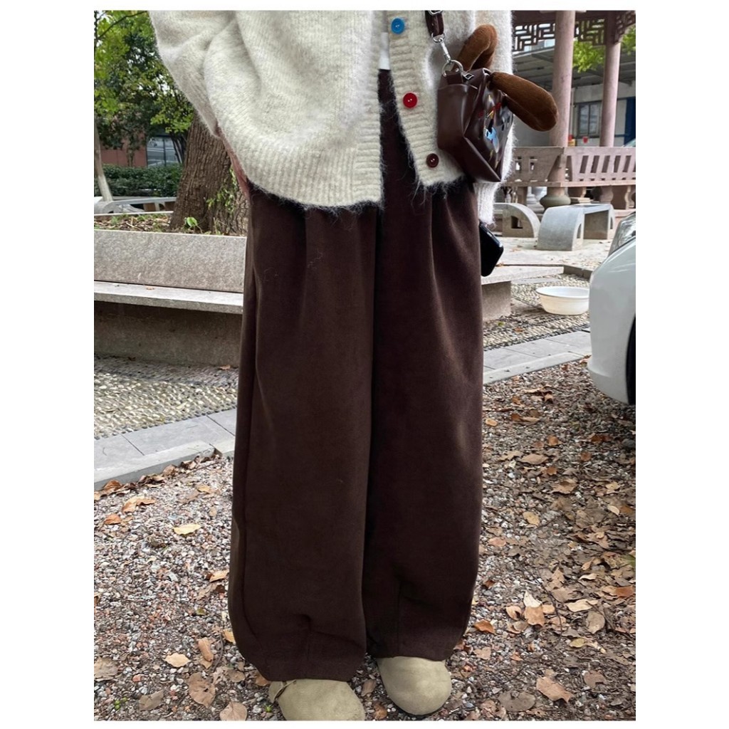 Quần nữ ống rộng chất liệu nỉ bông mới (họa tiết mùa thu đông) - form thun thả tôn dáng