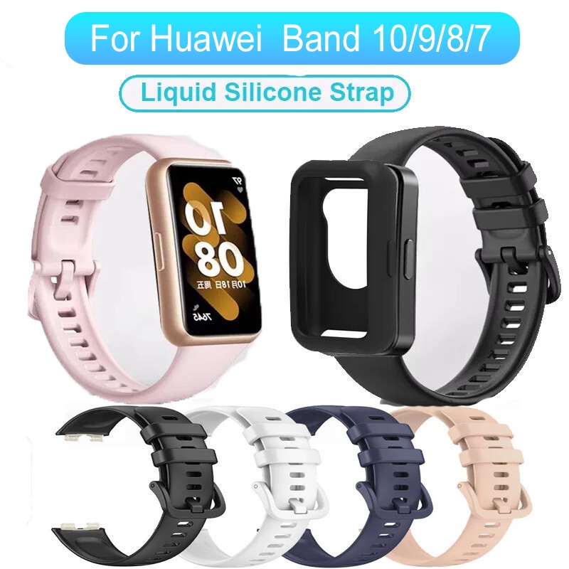 Dây Đeo Silicon Cho Huawei Band 8 9 10 Beacelet Có Vỏ Mềm Thay Thế Dây Đeo Đồng Hồ Phụ Kiện Huawei Band 9 Dây Đeo Thể Thao