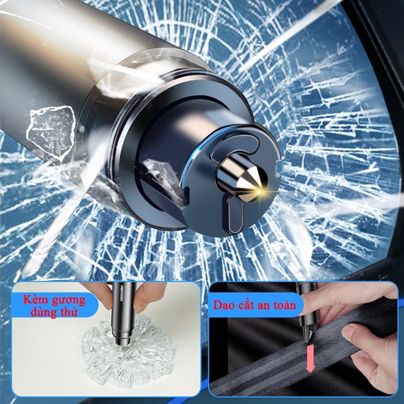 Búa thoát hiểm ô tô đa chức năng 2 trong 1 SEAMETAL, Máy cắt cửa sổ khẩn cấp, được thiết kế đặc biệt để cắt nhanh dây an toàn