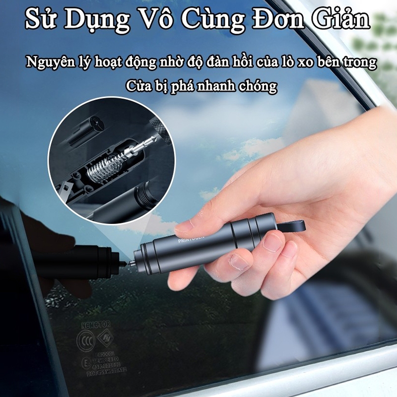 Búa thoát hiểm ô tô đa chức năng 2 trong 1 SEAMETAL, Máy cắt cửa sổ khẩn cấp, được thiết kế đặc biệt để cắt nhanh dây an toàn