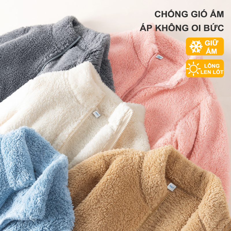 W.G.Q Áo khoác lót lông cừu bé gái / bé trai, Lớp lót phong cách mùa thu đông dày, ấm áp thoải mái Thích hợp cho thời tiết lạnh