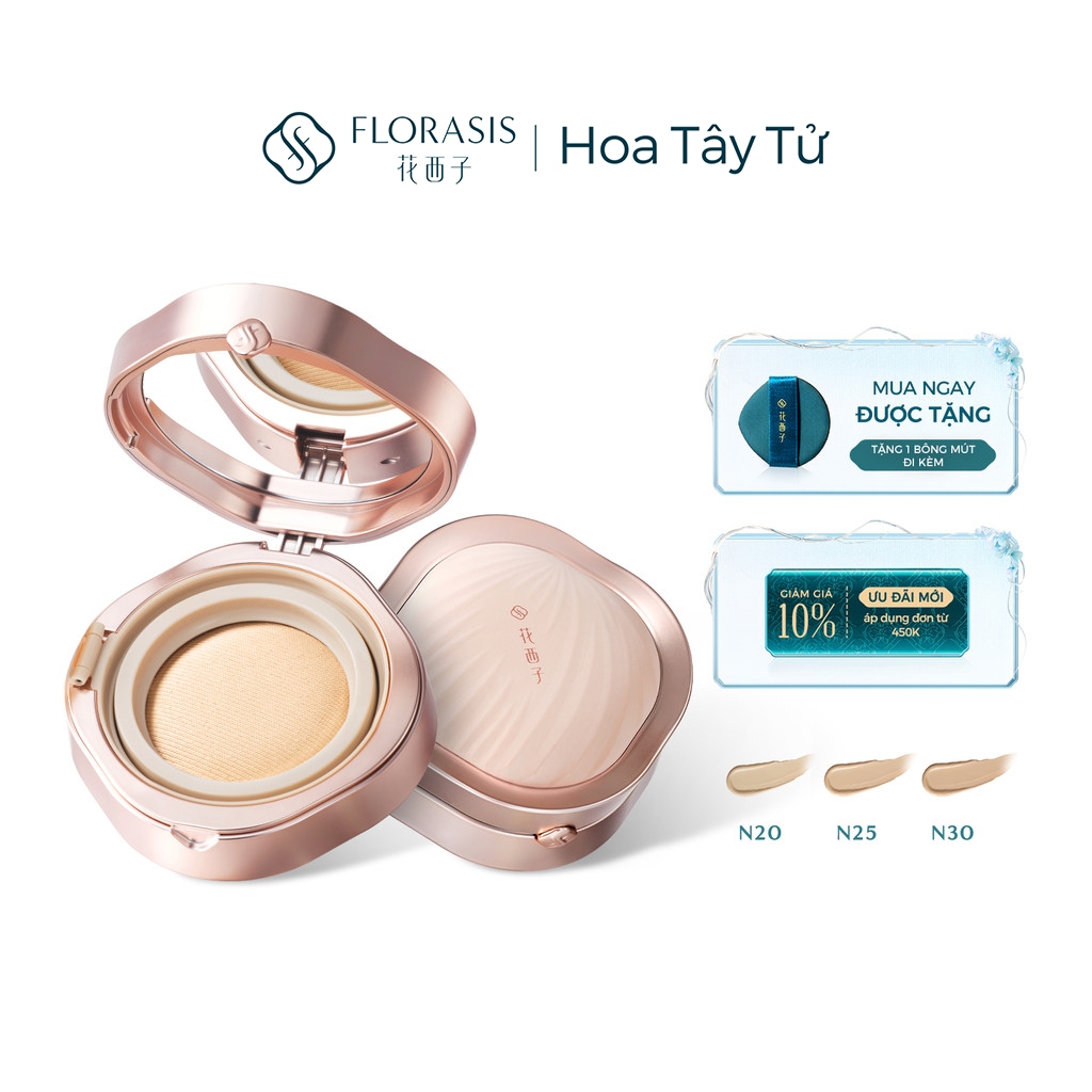 Florasis (Hoa Tây Tử) Phấn Nước Jade Radiance Soft Matte – Che Phủ Mịn Màng Với Hiệu Ứng Lụa Satin 10g