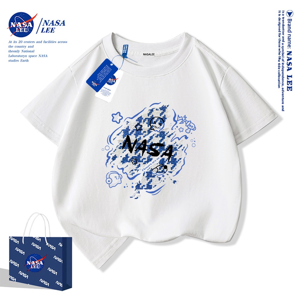 NASA Áo thun trẻ em chất liệu cotton nguyên chất, họa tiết in thời trang, mềm mại thoải mái, phong cách dễ thương.