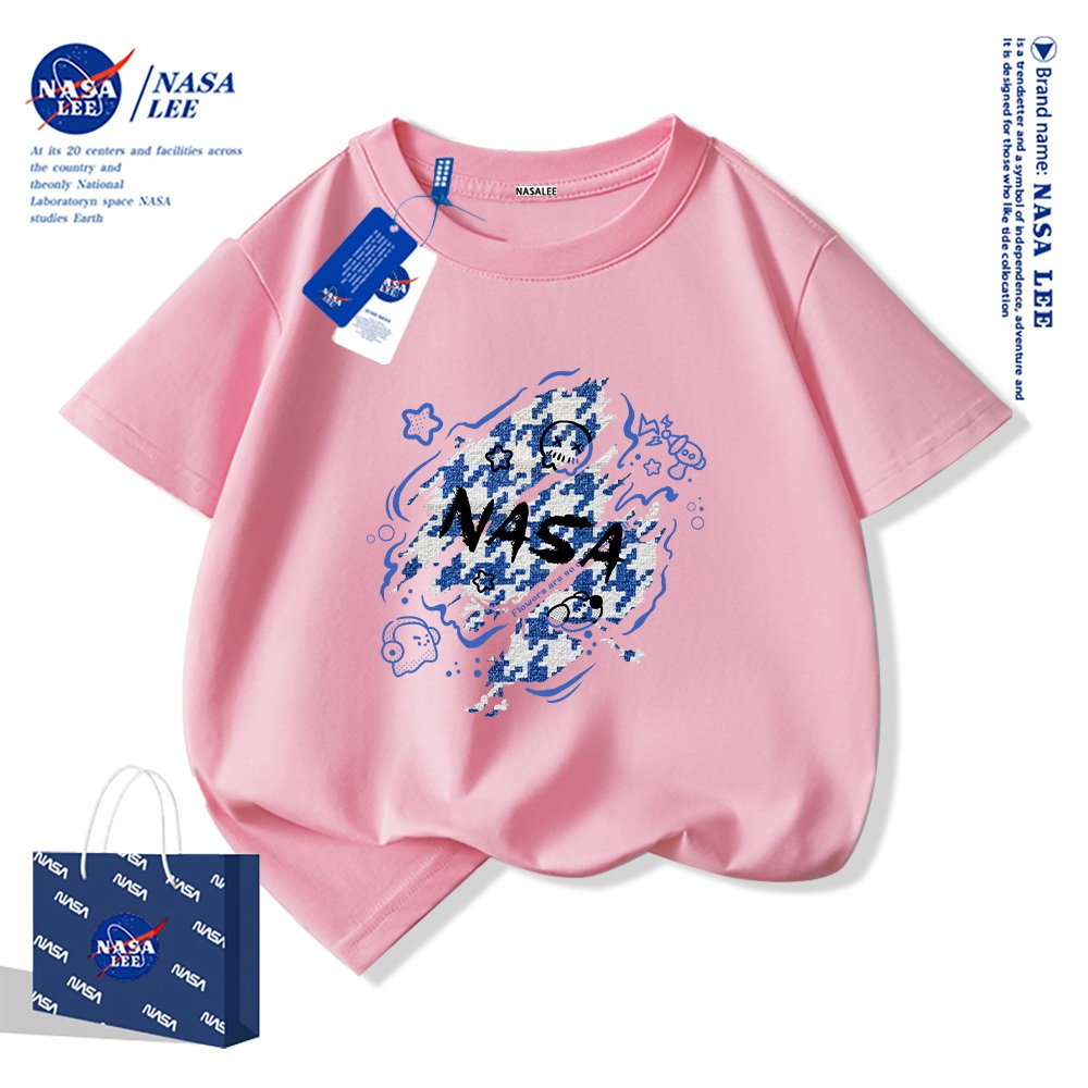 NASA Áo thun trẻ em chất liệu cotton nguyên chất, họa tiết in thời trang, mềm mại thoải mái, phong cách dễ thương.