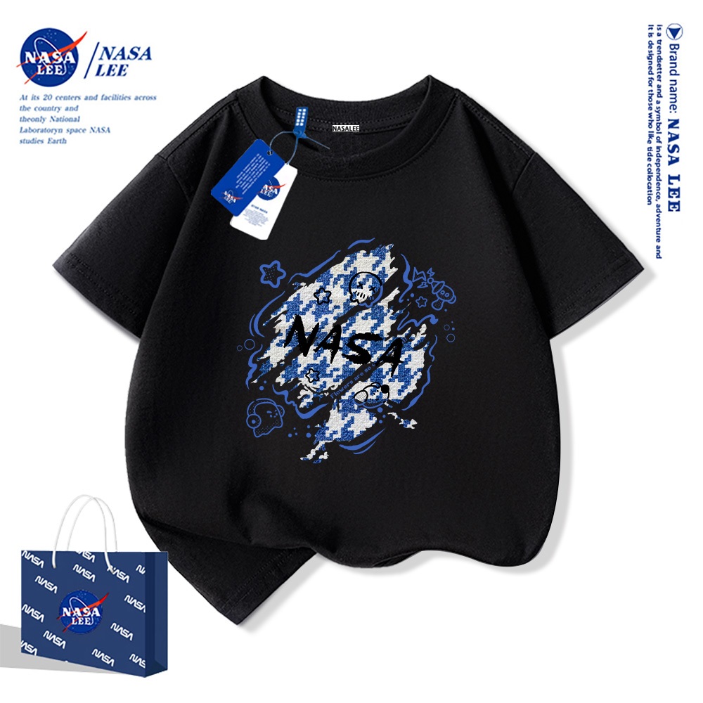 NASA Áo thun trẻ em chất liệu cotton nguyên chất, họa tiết in thời trang, mềm mại thoải mái, phong cách dễ thương.