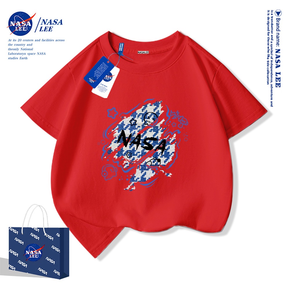 NASA Áo thun trẻ em chất liệu cotton nguyên chất, họa tiết in thời trang, mềm mại thoải mái, phong cách dễ thương.