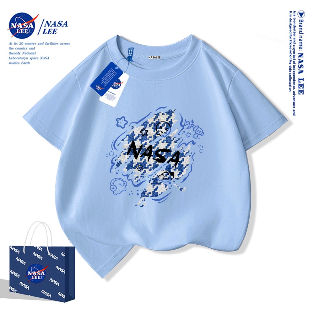 NASA Áo thun trẻ em chất liệu cotton nguyên chất, họa tiết in thời trang, mềm mại thoải mái, phong cách dễ thương.