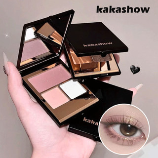 Bảng Phấn Mắt 3 Màu Earth Tone KAKASHOW - Chống Thấm Nước Lâu Sắc Tố Cao Mờ Tinh Tế Shimmer Phấn Mắt C604