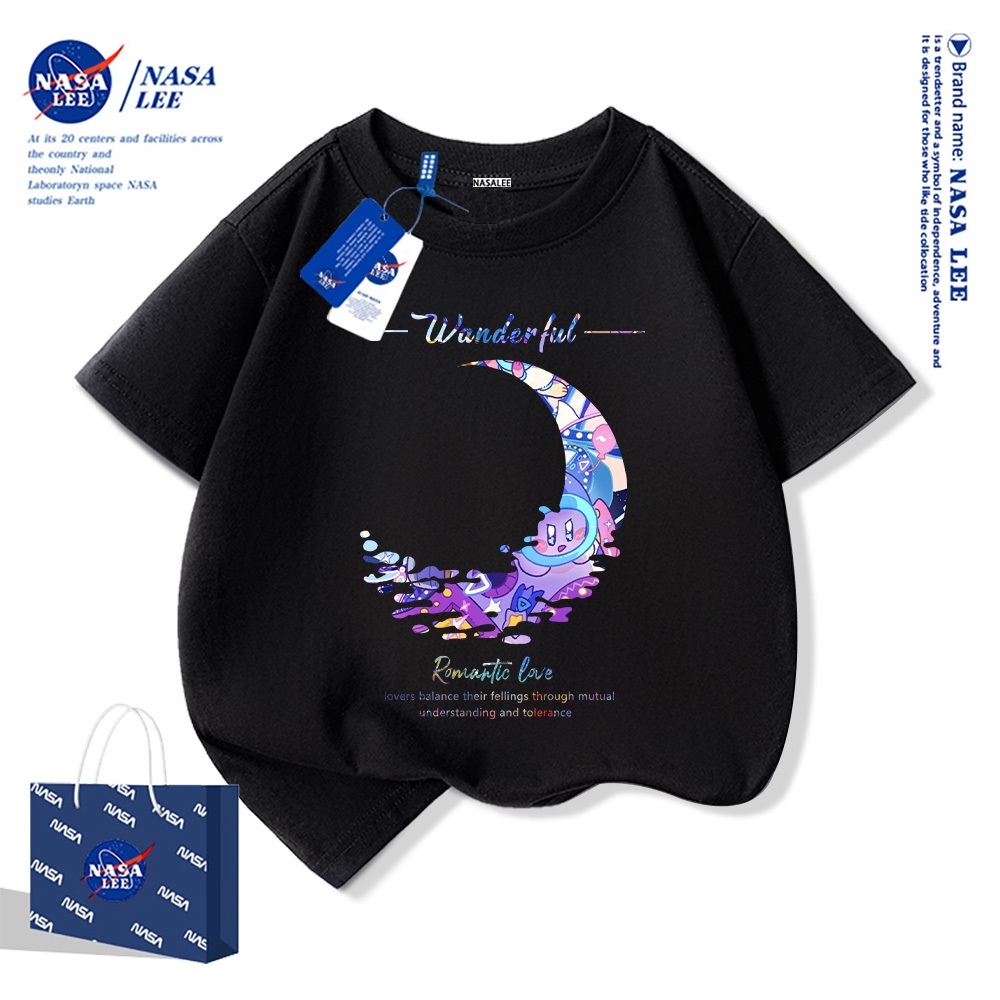 Áo thun trẻ em NASA 2025 mới, họa tiết ngày và đêm với các vì sao, chất liệu mềm mại thoải mái, phù hợp cho cả bé trai và bé gái.
