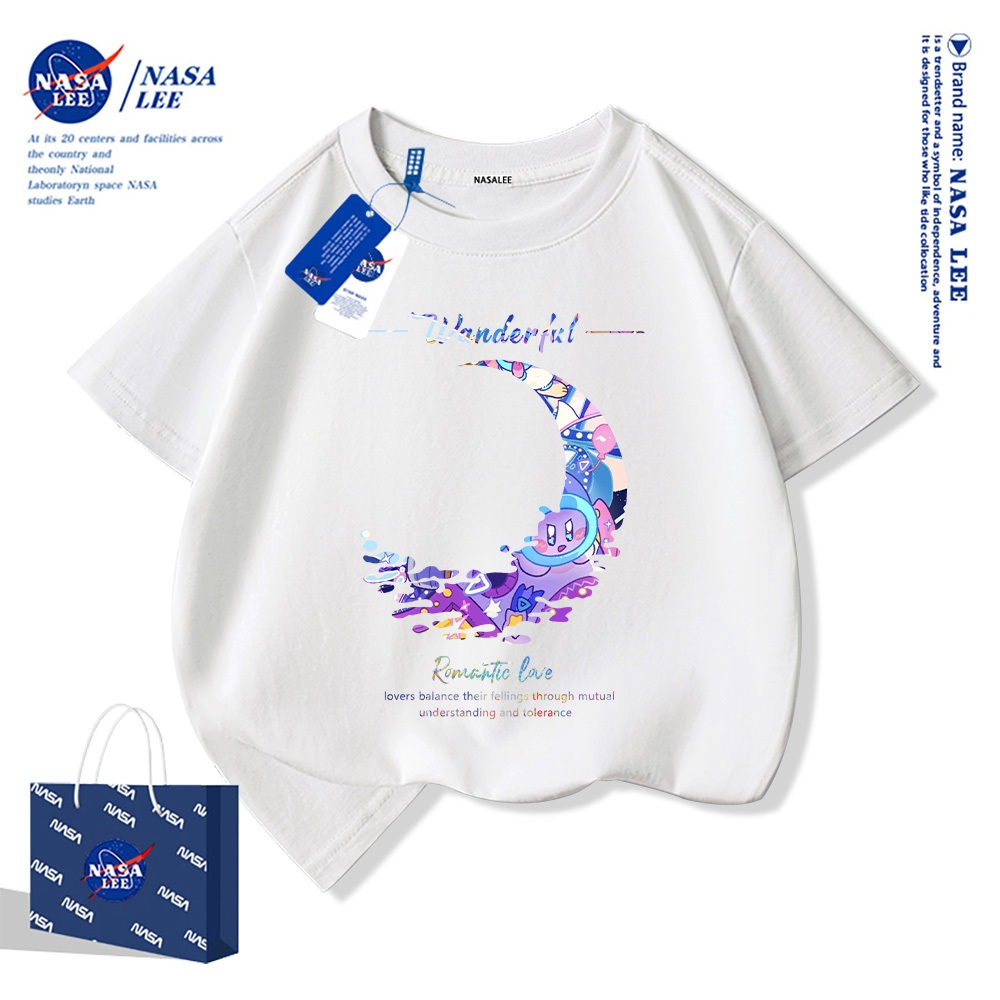 Áo thun trẻ em NASA 2025 mới, họa tiết ngày và đêm với các vì sao, chất liệu mềm mại thoải mái, phù hợp cho cả bé trai và bé gái.