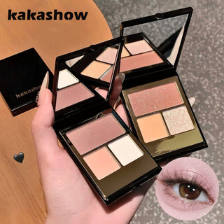 Bảng Phấn Mắt 3 Màu Earth Tone KAKASHOW - Chống Thấm Nước Lâu Sắc Tố Cao Mờ Tinh Tế Shimmer Phấn Mắt C604