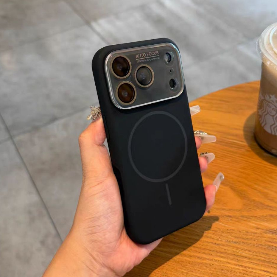 Có màng ống kính / Vỏ mềm cửa sổ lớn bằng silicon tương thích cho iPhone 15 pro max 16 pro max 17pro max