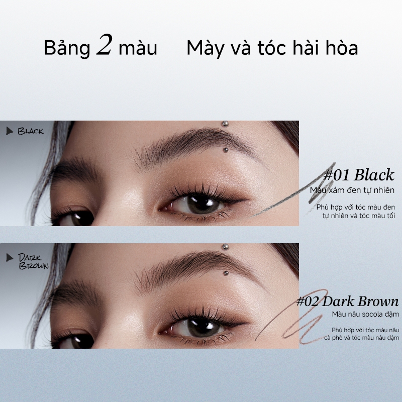Little Ondine Bút chì kẻ mày định hình hai đầu  Chống thấm nước, lâu trôi & chống nhòe, có màu lông mày cho lông mày hoang dã tự nhiên, đầu siêu mịn 110mg