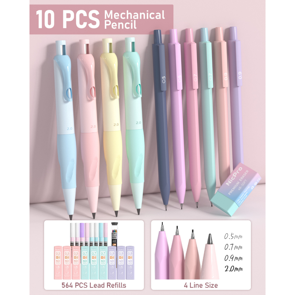 Nicpro 78 Chiếc Bút Gel 4 Trong 1 Bộ Đồ Dùng Học Tập Thẩm Mỹ Có Hộp Đựng, Bộ Bút Chì Cơ 0.5mm & 0.7mm & 0.9mm & 2.0mm Cho 4H / 2H / HB / 2B / 4B / 6B Để Viết Và Vẽ