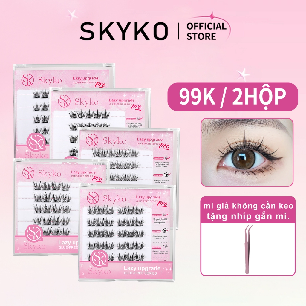 99K/2 hộp Lông mi giả SKYKO Không có lông mi giả lâu trôi tự nhiên