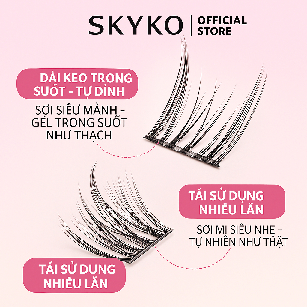 SKYKO Mi giả No Gule Lông mi giảchống thấm nước lâu trôi