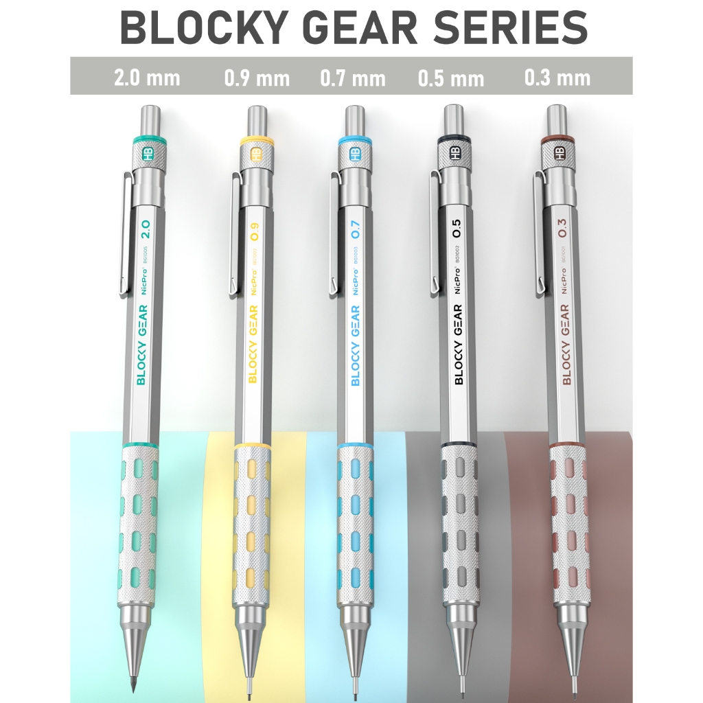 Nicpro 5 CÁI Bộ bút chì cơ khí kim loại cao cấp, bút chì soạn thảo 0,3 & 0,5 & 0,7 & 0,9 & 2.0mm (4H 2H HB 2B 4B 6B MÀU) dùng để viết và phác thảo