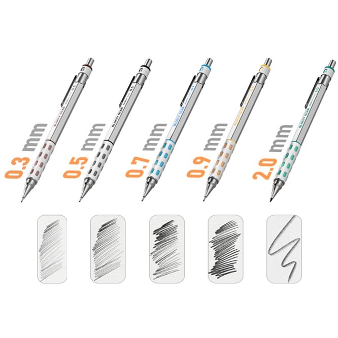 Nicpro 5 CÁI Bộ bút chì cơ khí kim loại cao cấp, bút chì soạn thảo 0,3 & 0,5 & 0,7 & 0,9 & 2.0mm (4H 2H HB 2B 4B 6B MÀU) dùng để viết và phác thảo