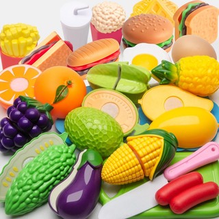 [COD ON TAY] Bộ đồ chơi cắt thực phẩm rau củ quả bằng nhựa Đồ chơi mô phỏng Quà tặng trẻ em Giáo dục nấu ăn nhà bếp giả vờ chơi
