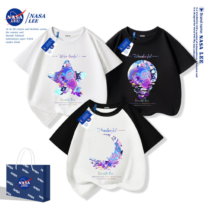 Áo thun trẻ em NASA 2025 mới, họa tiết ngày và đêm với các vì sao, chất liệu mềm mại thoải mái, phù hợp cho cả bé trai và bé gái.