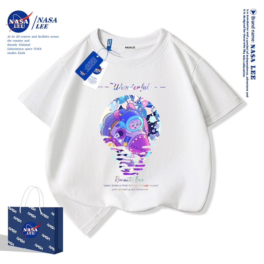 Áo thun trẻ em NASA 2025 mới, họa tiết ngày và đêm với các vì sao, chất liệu mềm mại thoải mái, phù hợp cho cả bé trai và bé gái.
