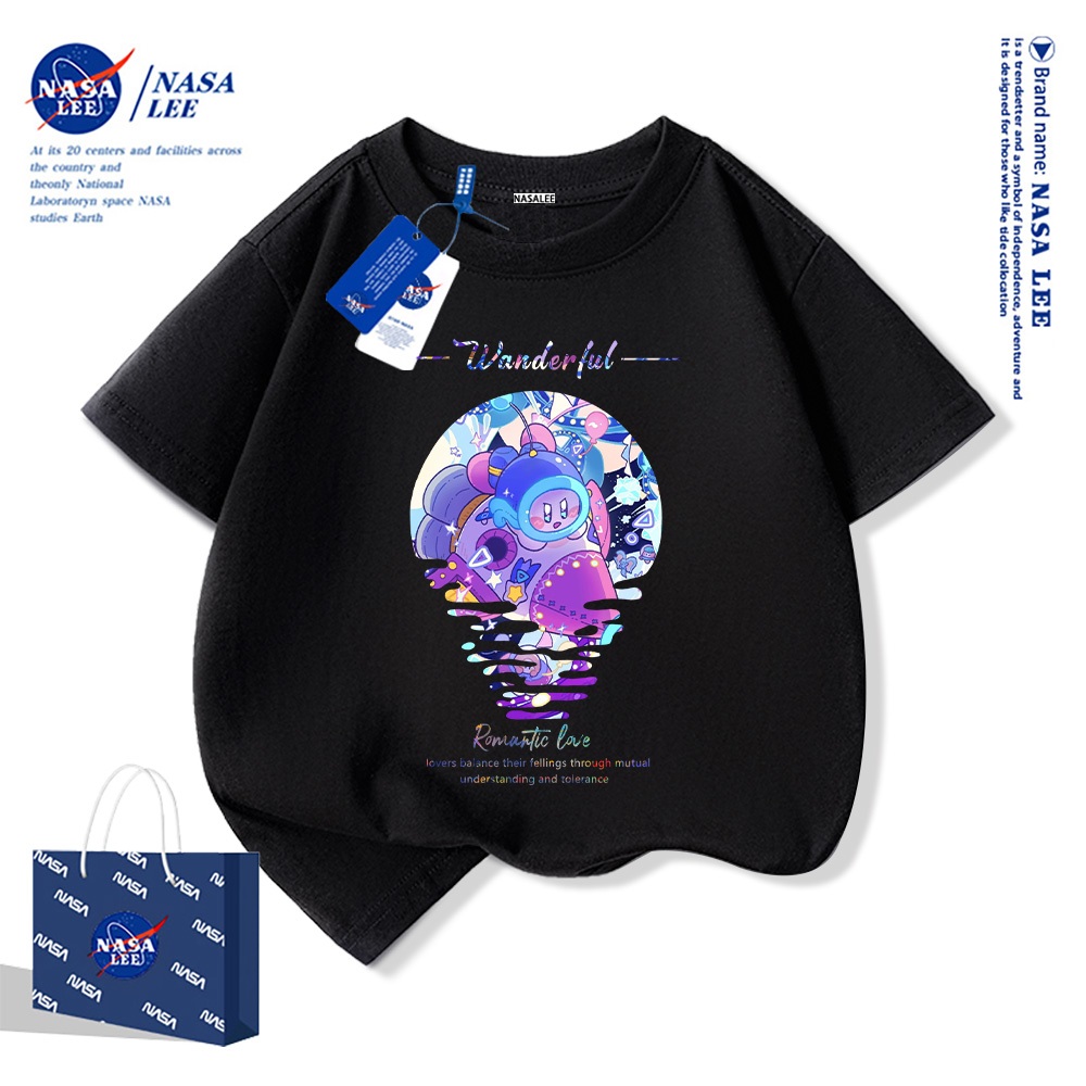 Áo thun trẻ em NASA 2025 mới, họa tiết ngày và đêm với các vì sao, chất liệu mềm mại thoải mái, phù hợp cho cả bé trai và bé gái.