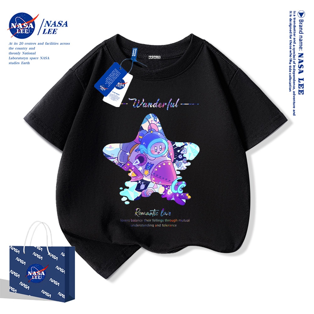 Áo thun trẻ em NASA 2025 mới, họa tiết ngày và đêm với các vì sao, chất liệu mềm mại thoải mái, phù hợp cho cả bé trai và bé gái.