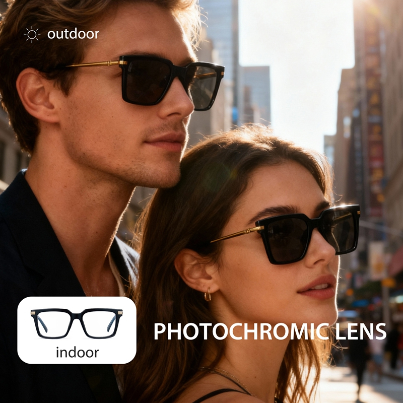 Cyxus Mắt Kính Đổi Màu Photochromic Chống Ánh Sáng Xanh Gọng Kim Loại PC Bảo Vệ Mắt Cho Nhân Viên Văn Phòng 8325