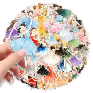 Bộ 50 Cô Gái Ba Lê Đẹp Miếng Dán Trang Trí Máy Tính Chống Thấm Nước PET Miếng Dán Đồ Chơi Trẻ Em