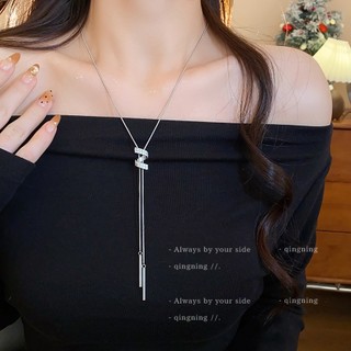 Mặt dây chuyền chữ S xoắn zircon, phong cách lạnh lùng, thời trang