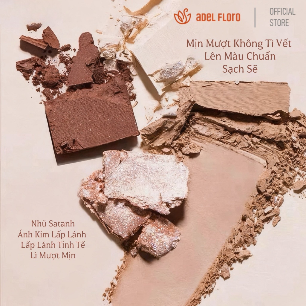 Adel 9 Màu Mắt Palette🌟Lên Màu Chuẩn,Phối Tông Warm Tones Và Kim Tuyến Lấp Lánh cho mắt đẹp tự nhiên