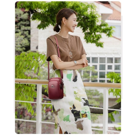 Túi đeo vai nữ da thật phong cách mới, túi vuông nhỏ đựng điện thoại, ba lô đeo chéo thời trang