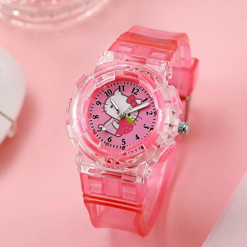 Đồng hồ kỹ thuật số LED Hello Kitty đầy màu sắc dễ thương, phong cách trẻ em chất lượng cao