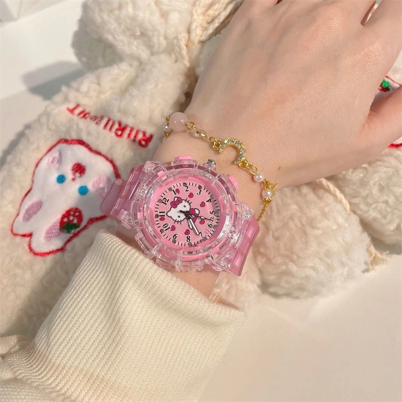 Đồng hồ kỹ thuật số LED Hello Kitty đầy màu sắc dễ thương, phong cách trẻ em chất lượng cao